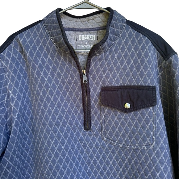 Duluth Trading Quilted Quarter Zip Sweatshirt Blue Men’s L - Picture 3 of 6